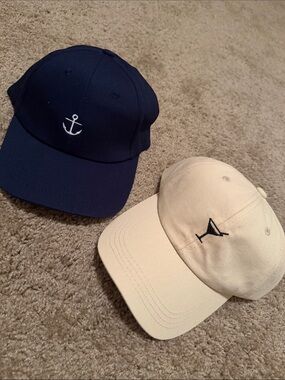 Two Embroidered Baseball Hats Anchor and Martini 🧡